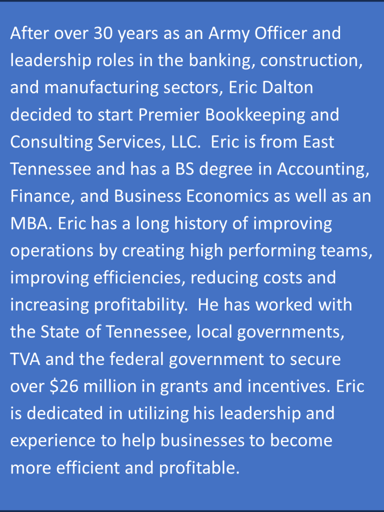 Text about Eric Dalton's background in leadership and business improvement.