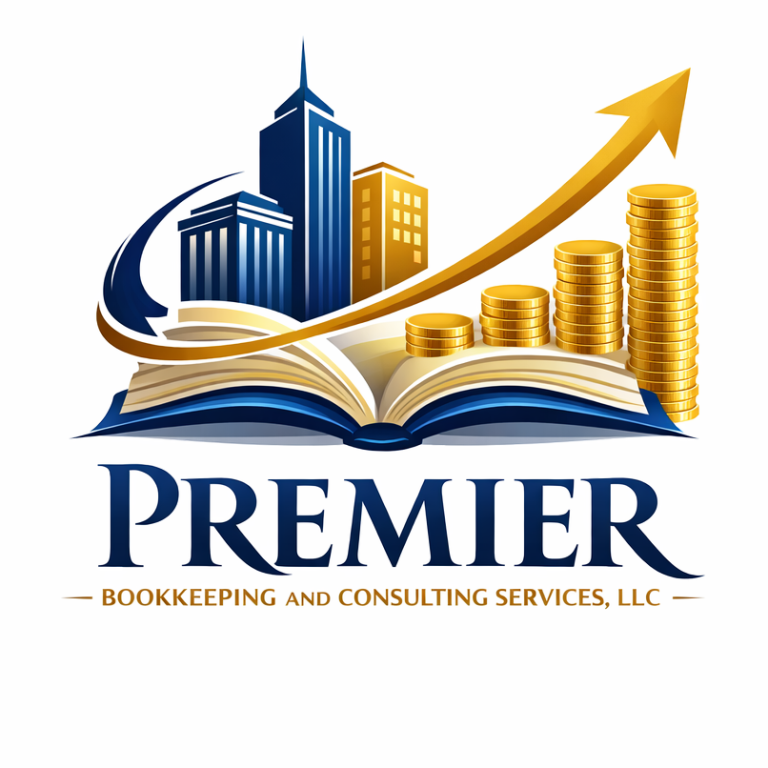 Logo featuring an open book, skyscrapers, and upward arrows with coins, labeled "Premier."